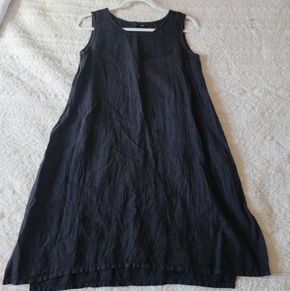 Lisa Bayne 100%‎ Linen Lagenlook Shift A-line Sleeveless Oversized Summer Dress - Picture 1 of 11